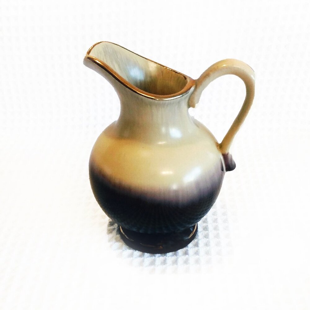 Tow Tone Drip Glaze/Lava Jug Made In Germany-FOREIGN-Cream & Purple Blend